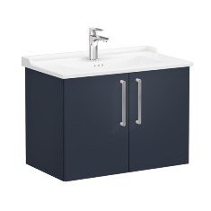 Vitra Root 68162 Lavabo Dolabı, Kapaklı, 80 cm, Mat Lacivert, Klasik Lavabolu